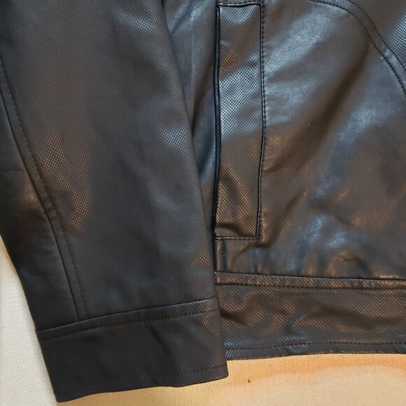 Urban Republic Boy's Black Faux Leather Moto Jacket - Size XL 18/20 - Picture 5 of 8
